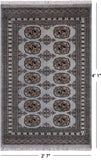 Grey Bokhara Handmade Wool Rug - 2' 7" X 4' 1"