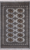 Grey Bokhara Handmade Wool Rug - 2' 7" X 4' 1"