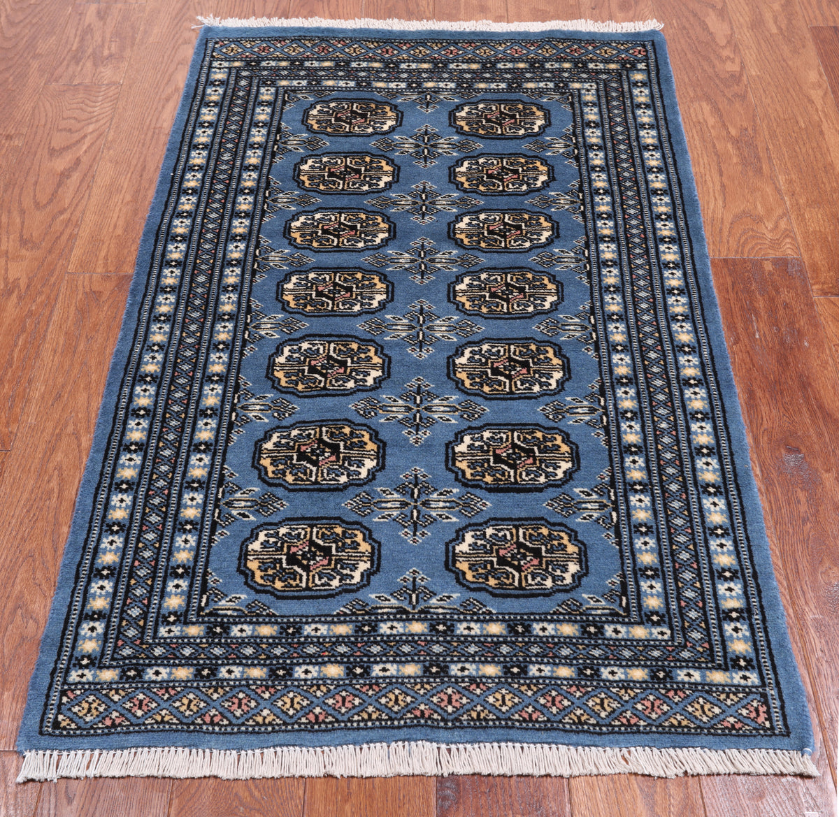 Blue Bokhara Hand-Knotted Wool Rug - 2' 7" X 4' 2"