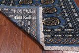 Blue Bokhara Hand-Knotted Wool Rug - 2' 7" X 4' 2"