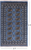 Blue Bokhara Hand-Knotted Wool Rug - 2' 7" X 4' 2"