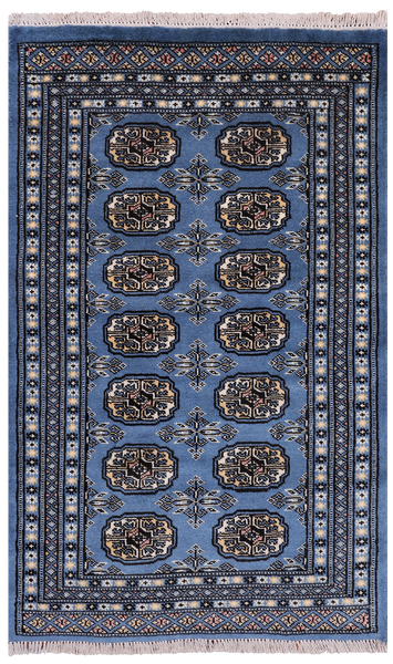 Blue Bokhara Hand-Knotted Wool Rug - 2' 7" X 4' 2"