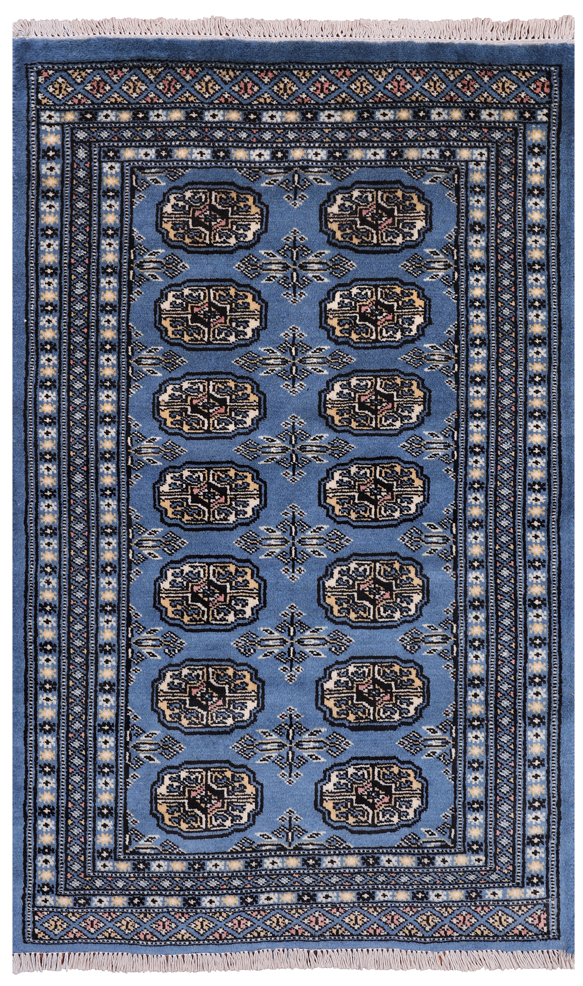 Blue Bokhara Hand-Knotted Wool Rug - 2' 7" X 4' 2"