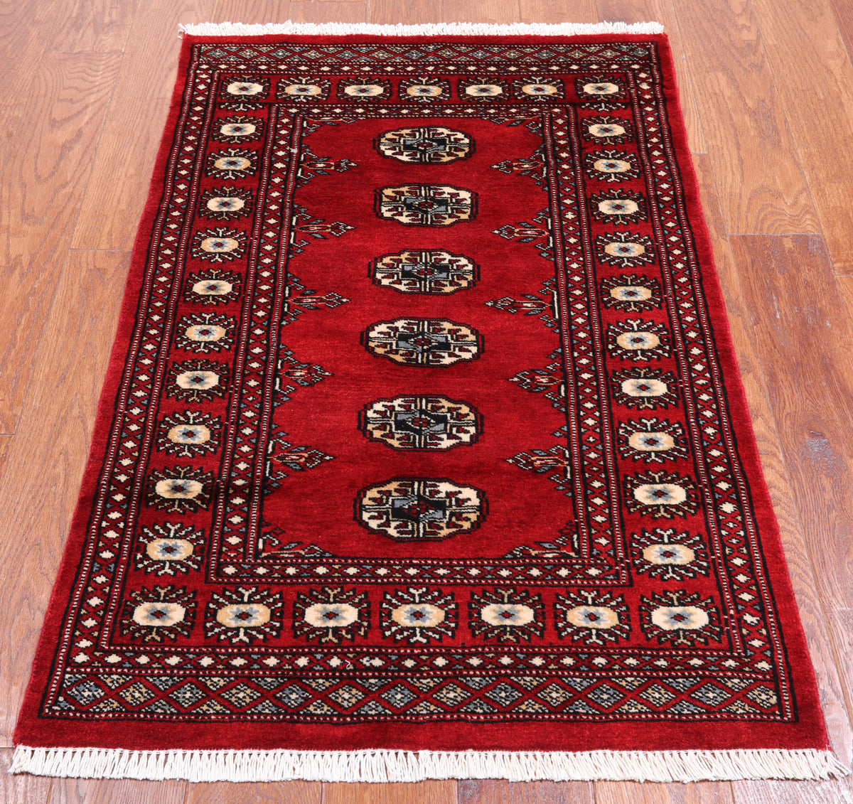 Red Bokhara Hand Knotted Wool Rug - 2' 6" X 3' 11"