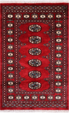 Red Bokhara Hand Knotted Wool Rug - 2' 6" X 3' 11"