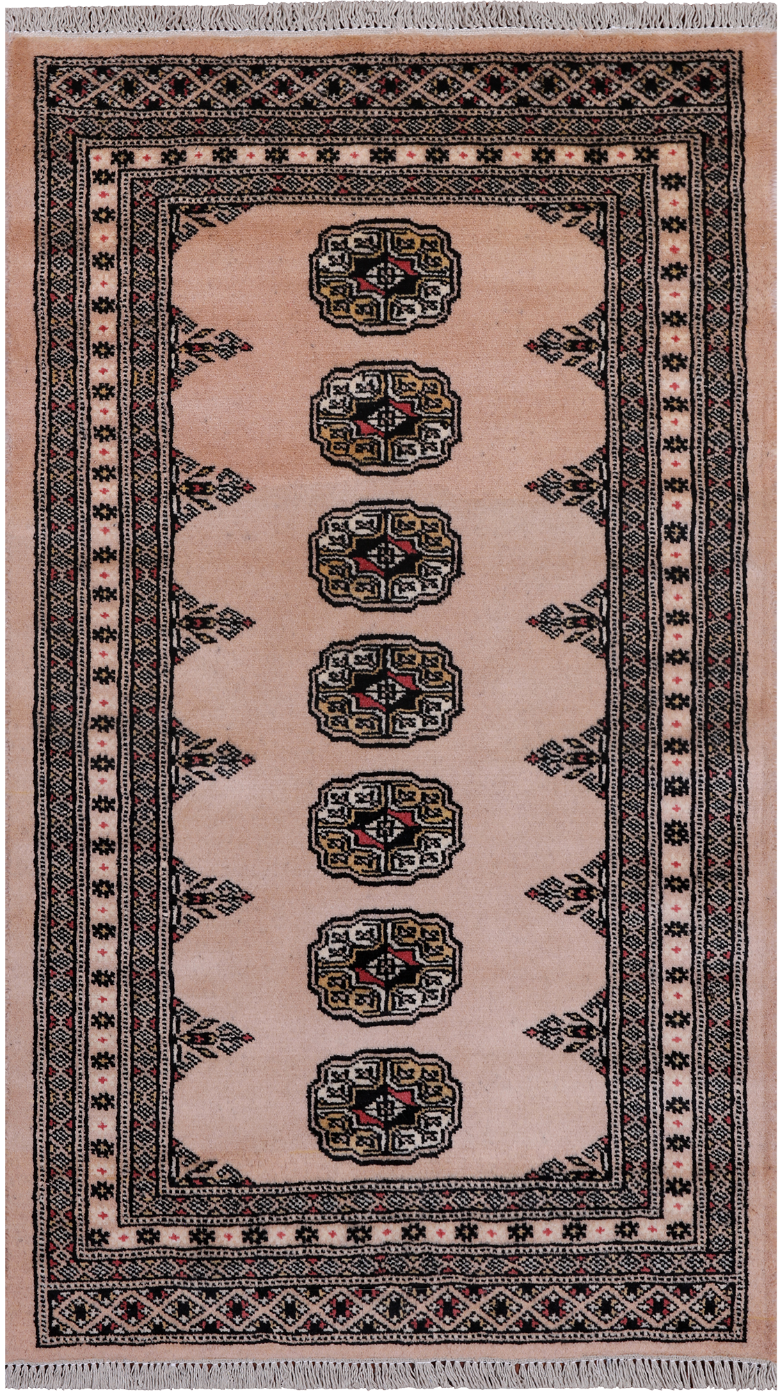 Ivory Bokhara Hand Knotted Wool Rug - 2' 7" X 4' 4"