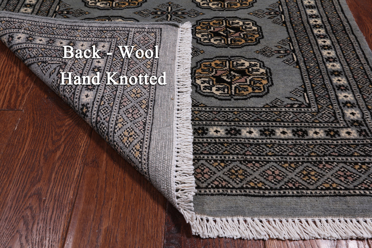 Grey Bokhara Handmade Wool Rug - 2' 7" X 4' 2"