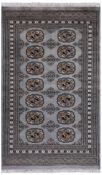 Grey Bokhara Handmade Wool Rug - 2' 7" X 4' 2"