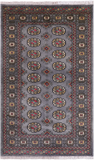 Grey Bokhara Hand-Knotted Wool Rug - 3' 0" X 5' 0"