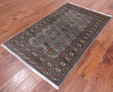 Grey Bokhara Hand-Knotted Wool Rug - 3' 0" X 5' 0"