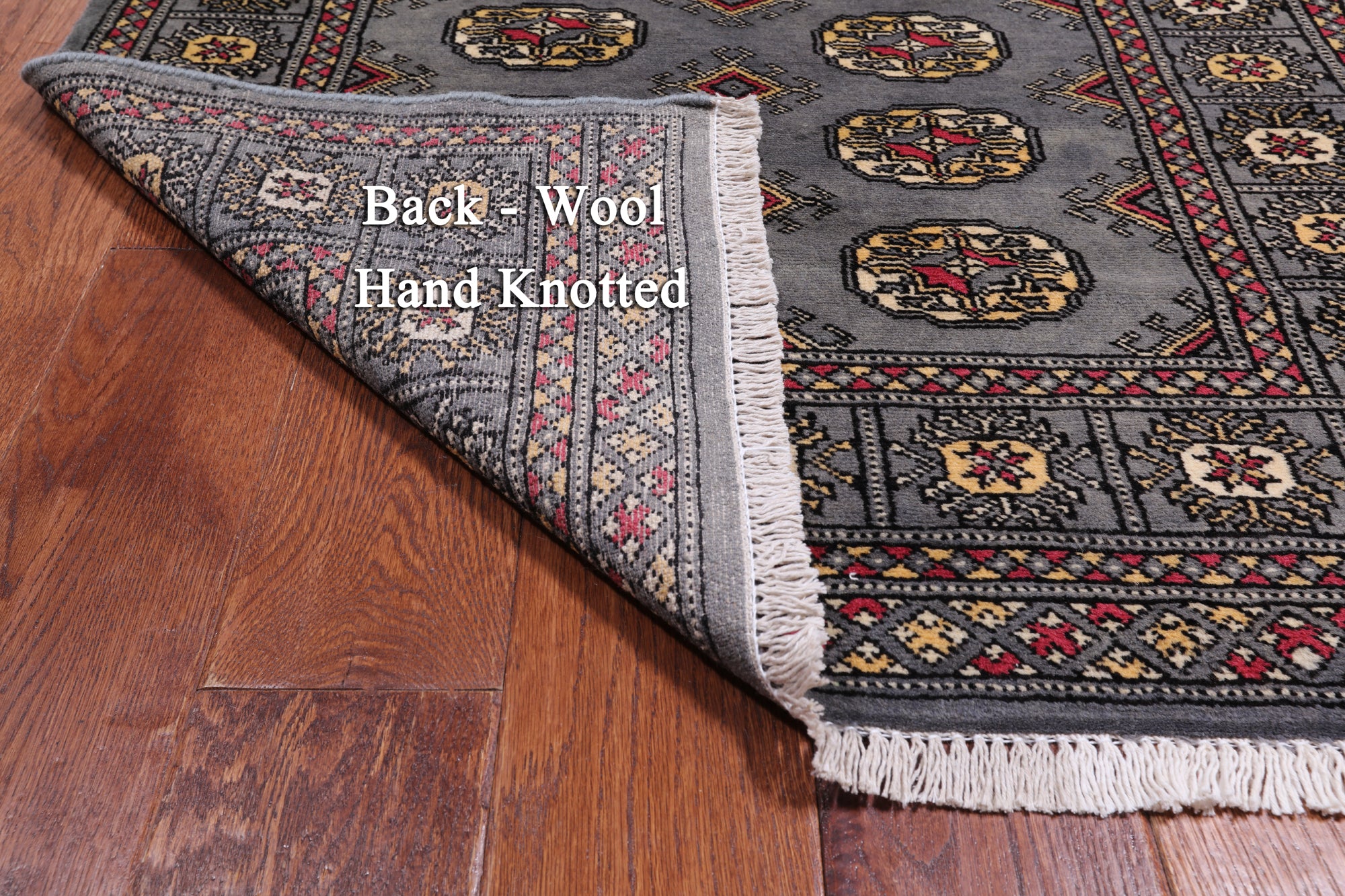 Grey Bokhara Hand-Knotted Wool Rug - 3' 0" X 5' 0"