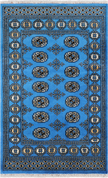 Blue Bokhara Hand-Knotted Wool Rug - 3' 1" X 5' 0"