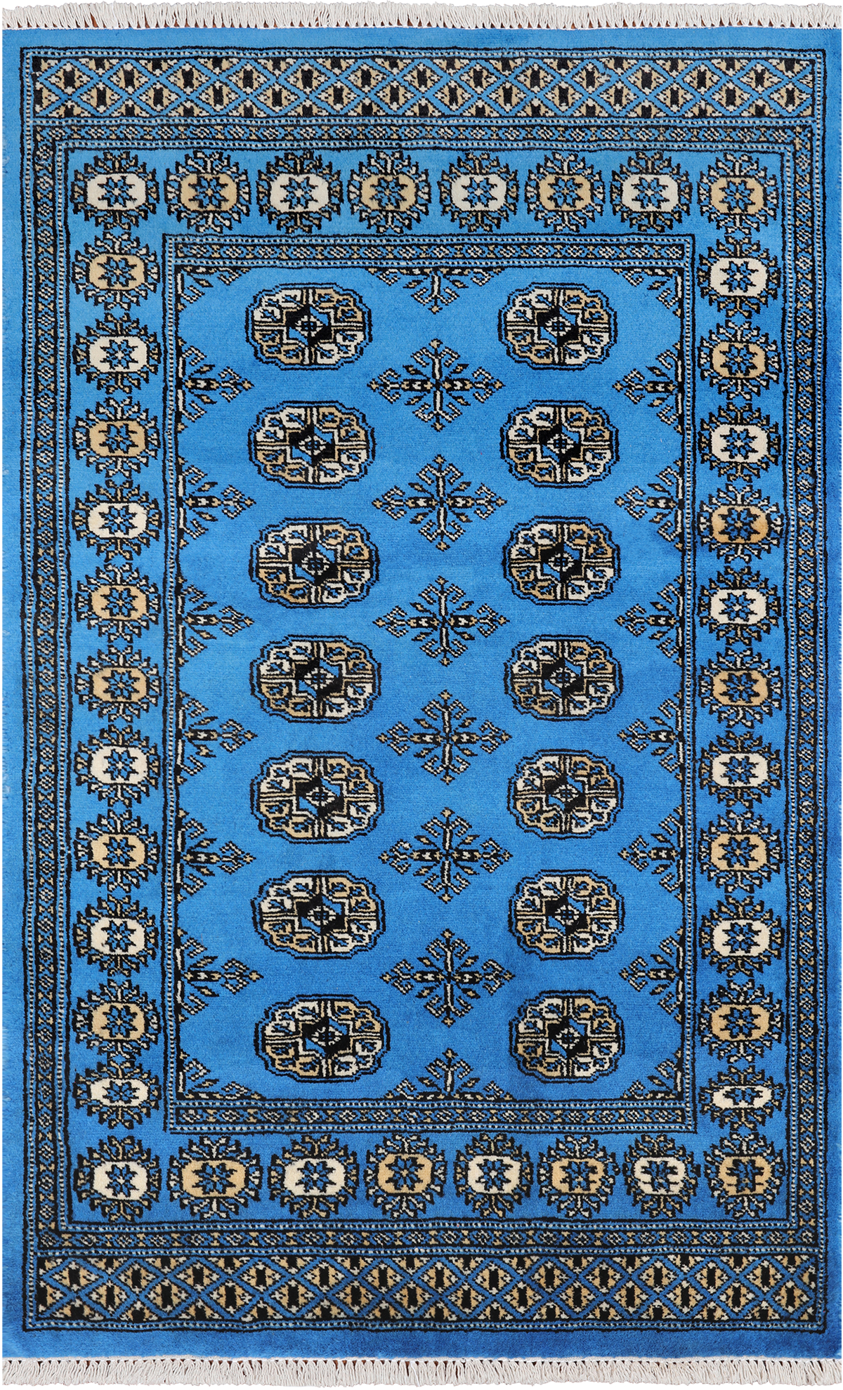 Blue Bokhara Hand-Knotted Wool Rug - 3' 1" X 5' 0"