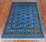 Blue Bokhara Hand-Knotted Wool Rug - 3' 1" X 5' 0"