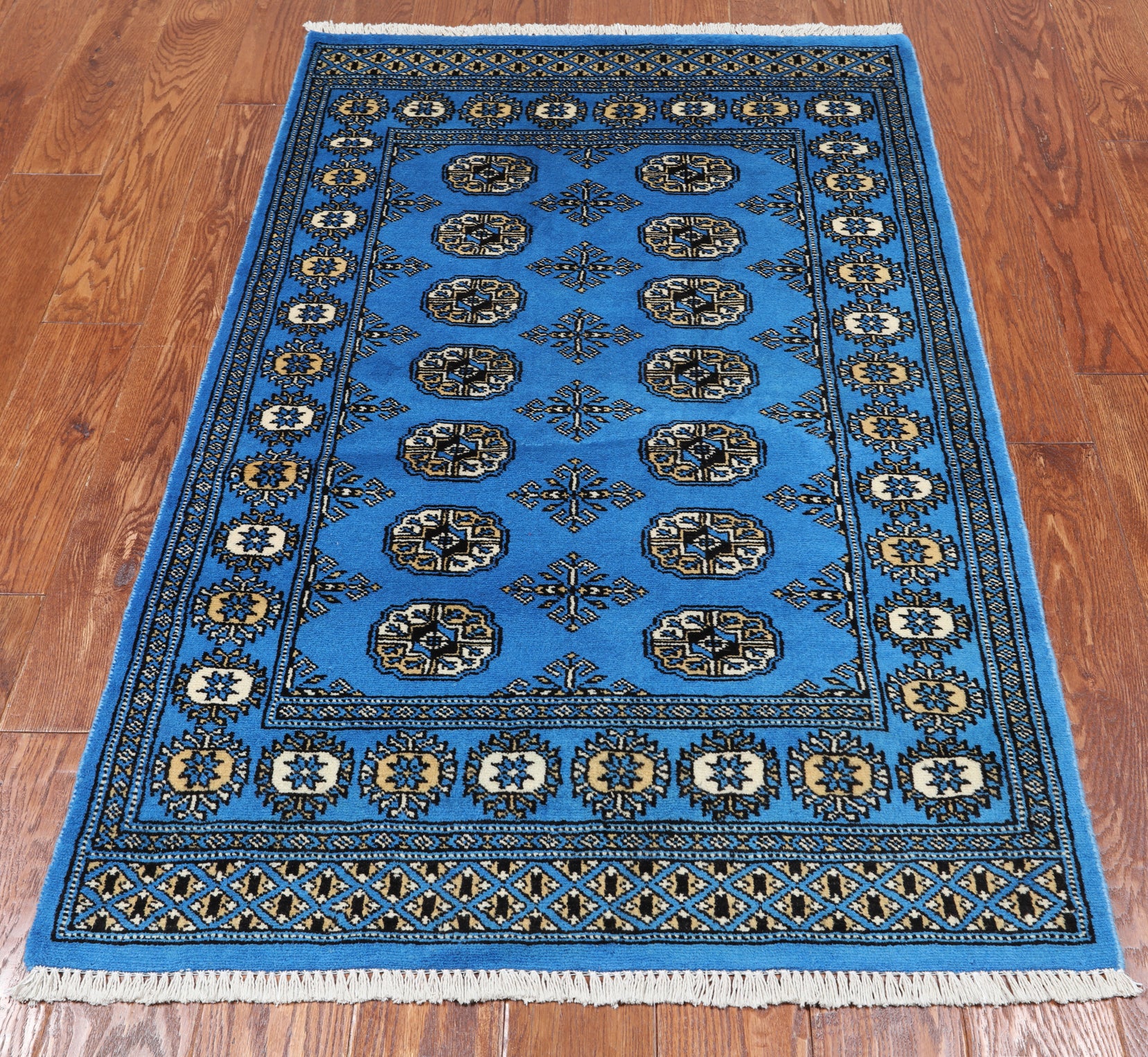 Blue Bokhara Hand-Knotted Wool Rug - 3' 1" X 5' 0"