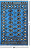 Blue Bokhara Hand-Knotted Wool Rug - 3' 1" X 5' 0"