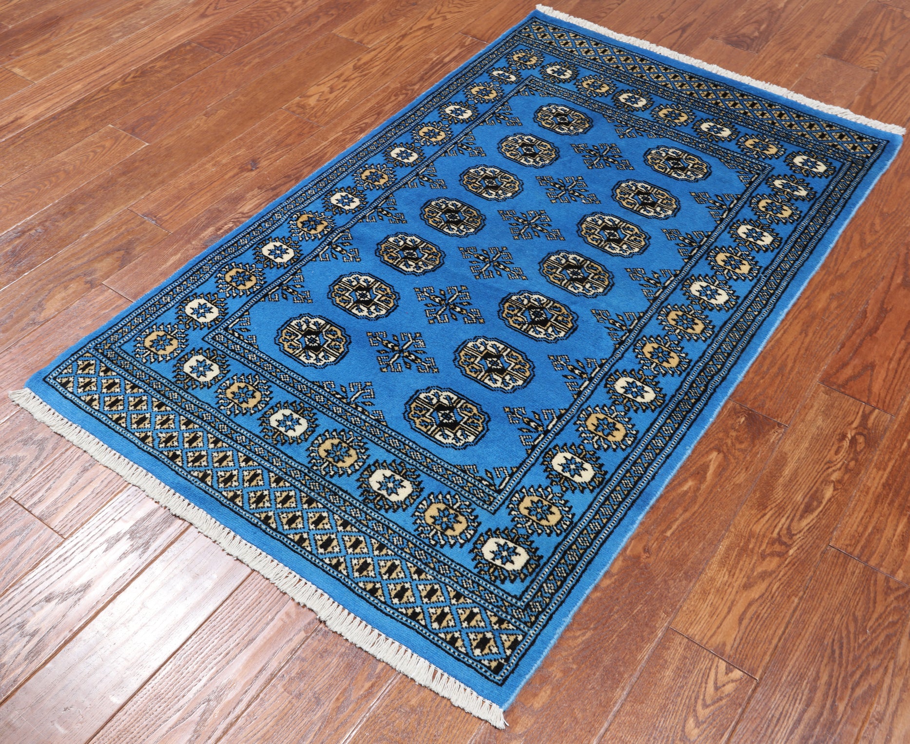 Blue Bokhara Hand-Knotted Wool Rug - 3' 1" X 5' 0"