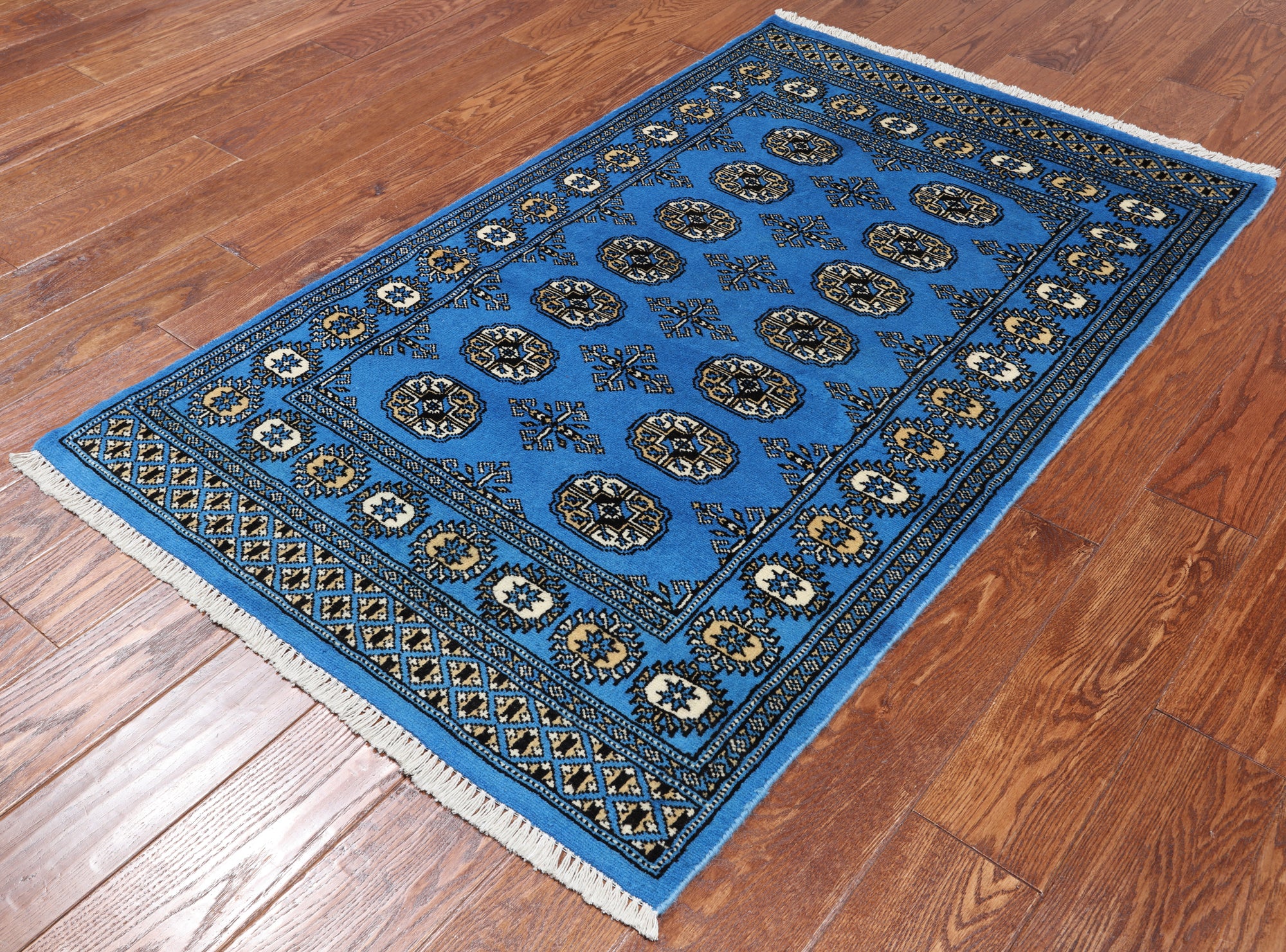 Blue Bokhara Hand-Knotted Wool Rug - 3' 1" X 5' 0"