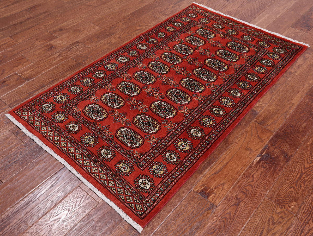 Rust Bokhara Hand-Knotted Wool Rug - 3' 1" X 5' 4"