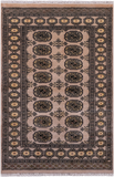 Ivory Bokhara Handmade Wool Rug - 3' 1" X 4' 10"