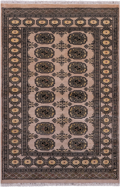 Ivory Bokhara Handmade Wool Rug - 3' 1" X 4' 10"