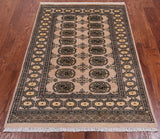 Ivory Bokhara Handmade Wool Rug - 3' 1" X 4' 10"