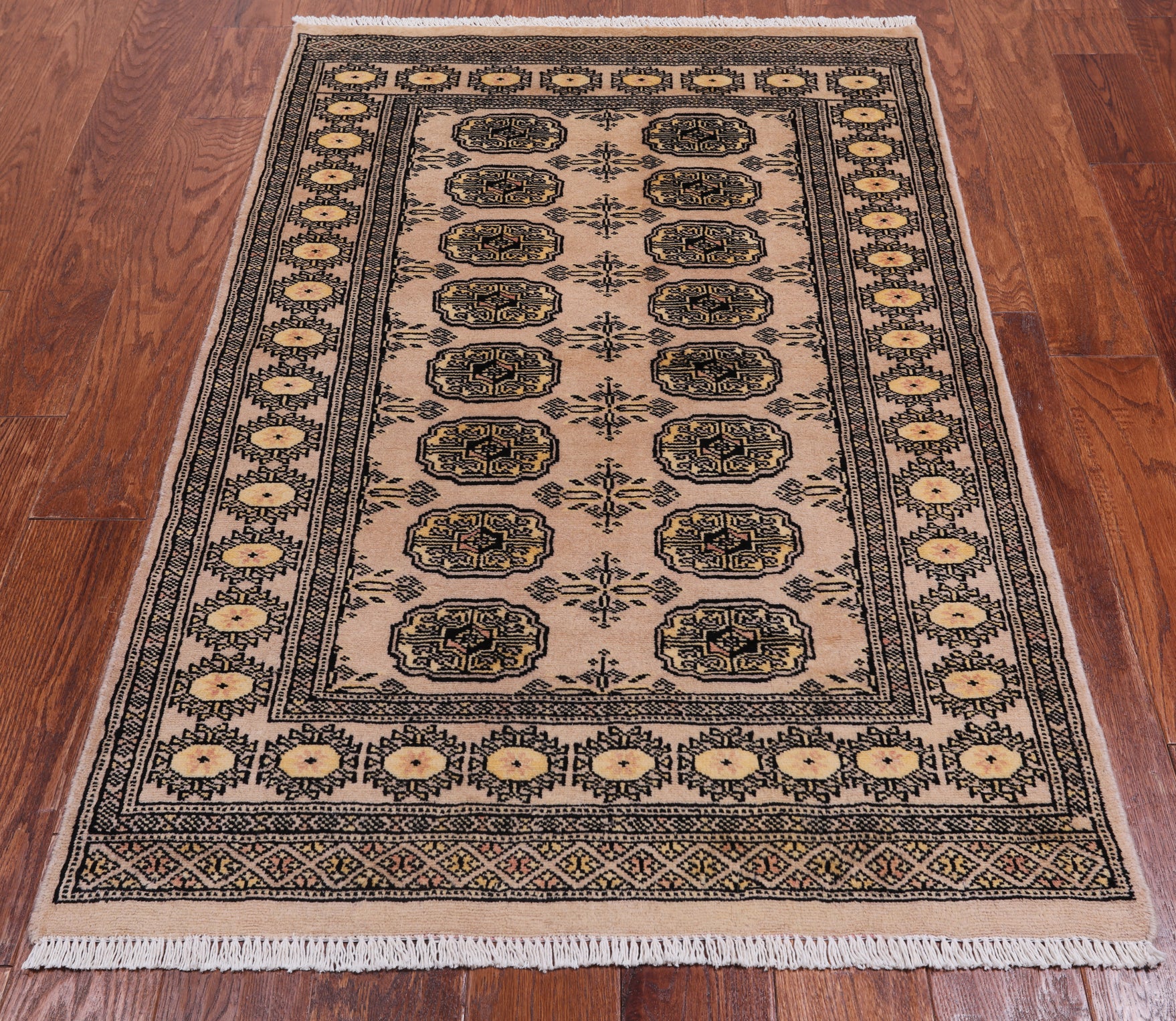 Ivory Bokhara Handmade Wool Rug - 3' 1" X 4' 10"