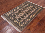 Ivory Bokhara Handmade Wool Rug - 3' 1" X 4' 10"