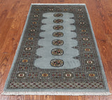 Grey Bokhara Handmade Wool Rug - 3' 1" X 5' 4"