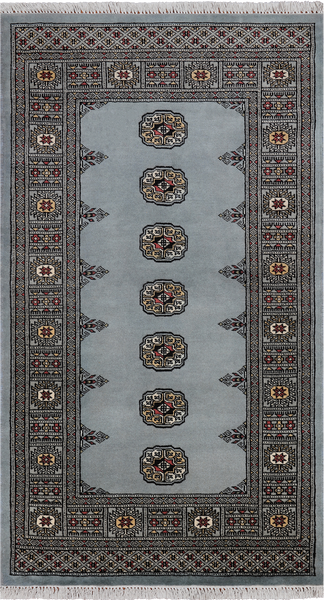 Grey Bokhara Handmade Wool Rug - 3' 1" X 5' 4"