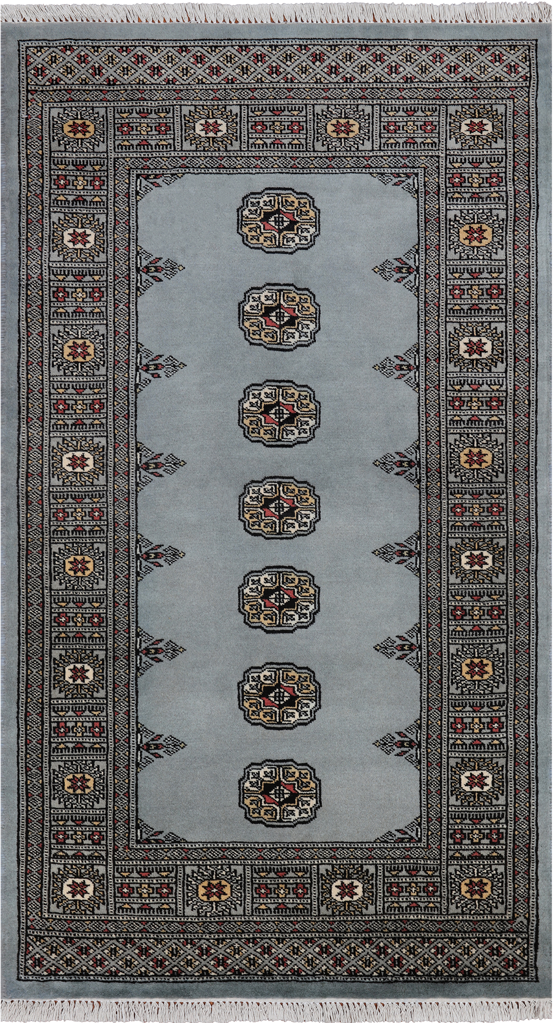 Grey Bokhara Handmade Wool Rug - 3' 1" X 5' 4"