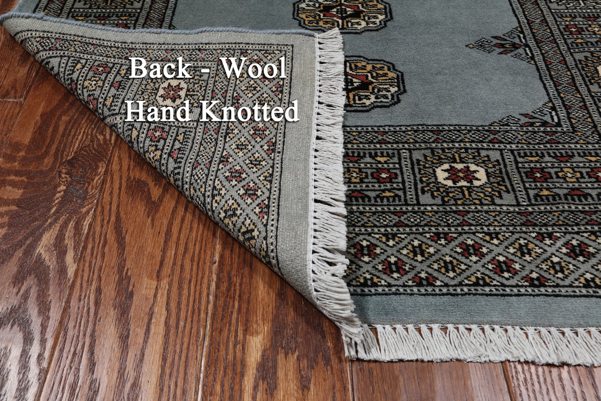 Grey Bokhara Handmade Wool Rug - 3' 1" X 5' 4"