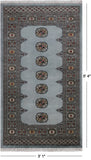 Grey Bokhara Handmade Wool Rug - 3' 1" X 5' 4"