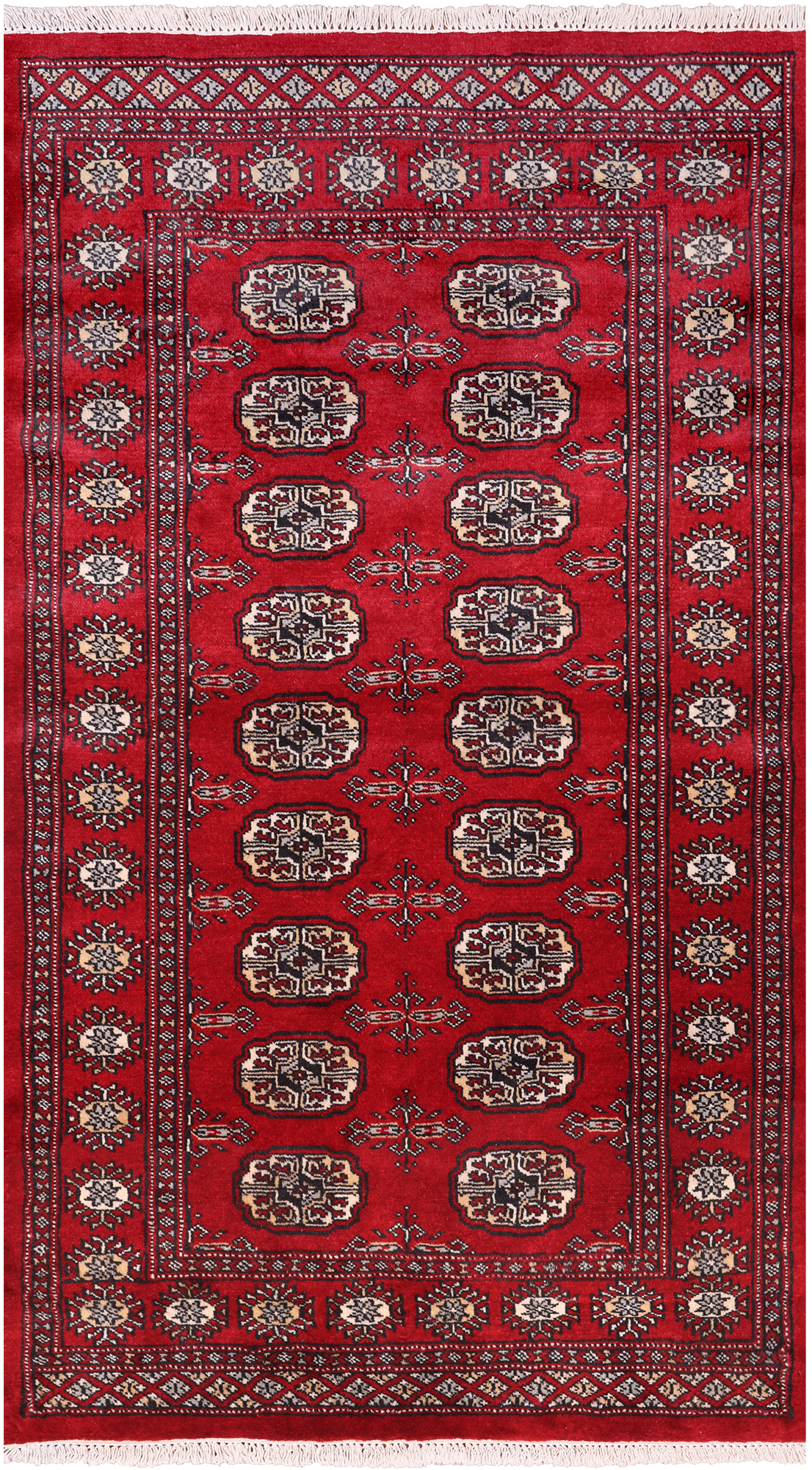 Red Bokhara Hand-Knotted Wool Rug - 3' 1" X 5' 4"
