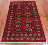 Red Bokhara Hand-Knotted Wool Rug - 3' 1" X 5' 4"