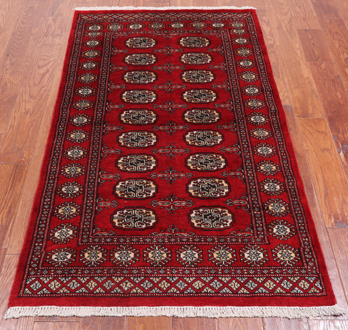 Red Bokhara Hand-Knotted Wool Rug - 3' 1" X 5' 4"