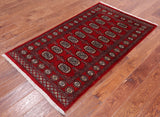 Red Bokhara Hand-Knotted Wool Rug - 3' 1" X 5' 4"