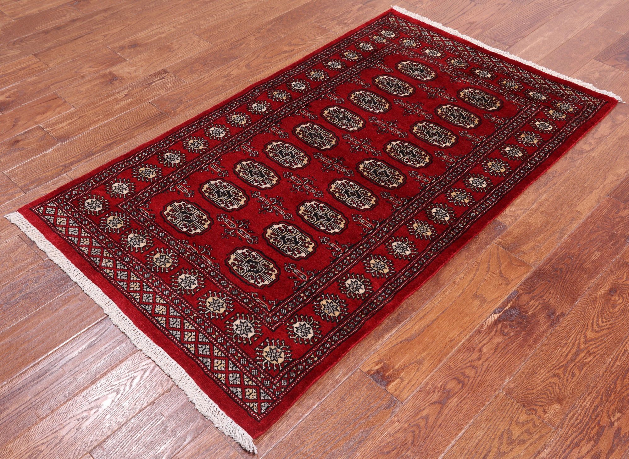 Red Bokhara Hand-Knotted Wool Rug - 3' 1" X 5' 4"