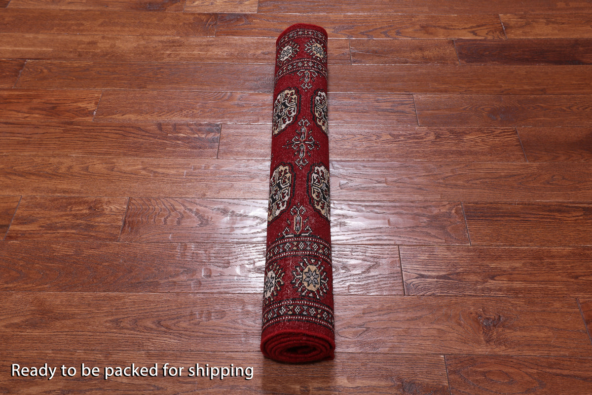 Red Bokhara Hand-Knotted Wool Rug - 3' 1" X 5' 4"