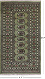 Green Bokhara Handmade Wool Runner Rug - 3' 1" X 5' 7"