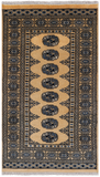 Gold Bokhara Hand Knotted Wool Rug - 2' 11" X 5' 0"