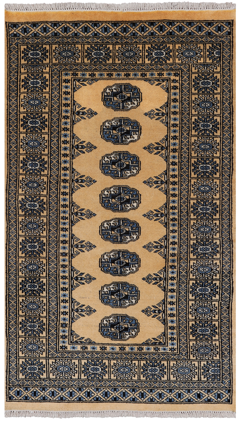 Gold Bokhara Hand Knotted Wool Rug - 2' 11" X 5' 0"