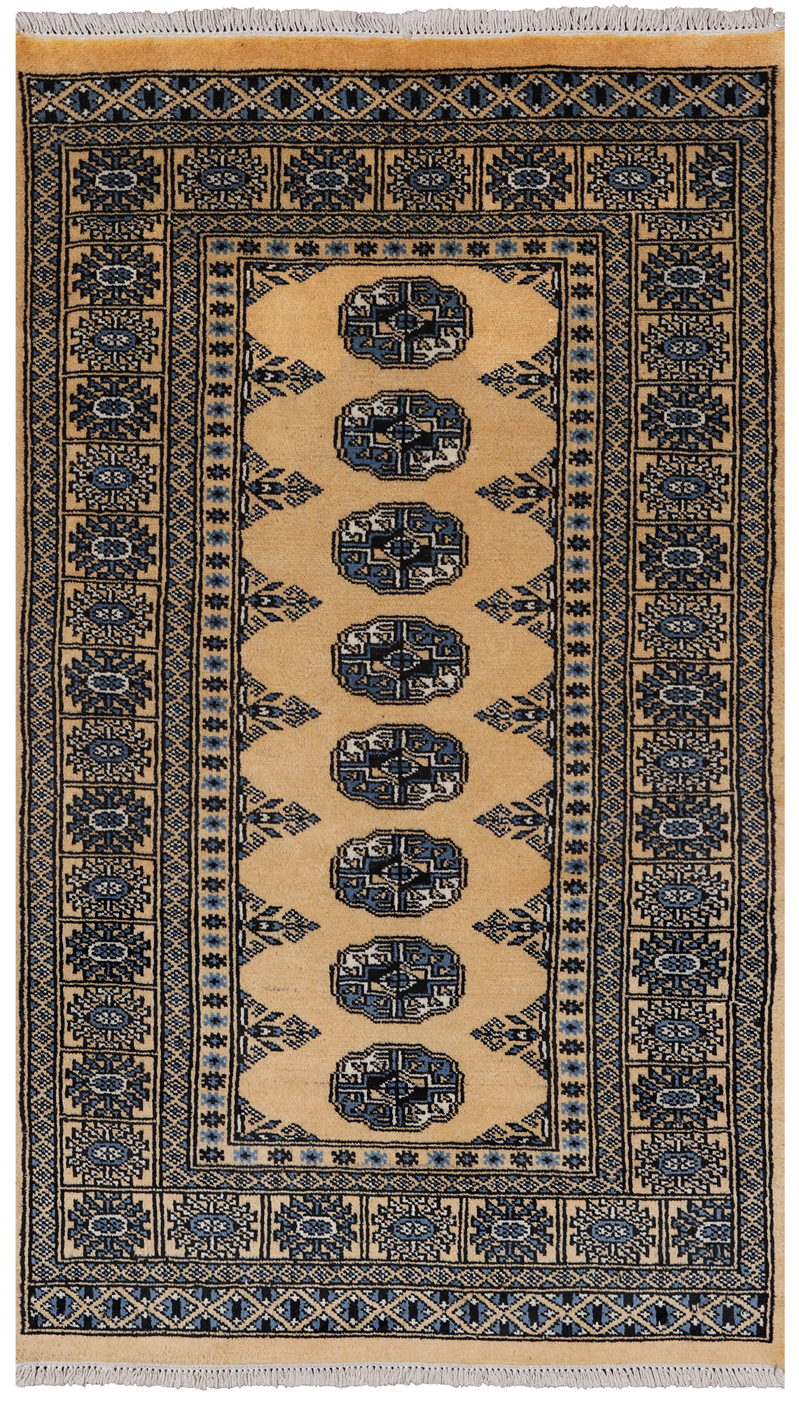 Gold Bokhara Hand Knotted Wool Rug - 2' 11" X 5' 0"
