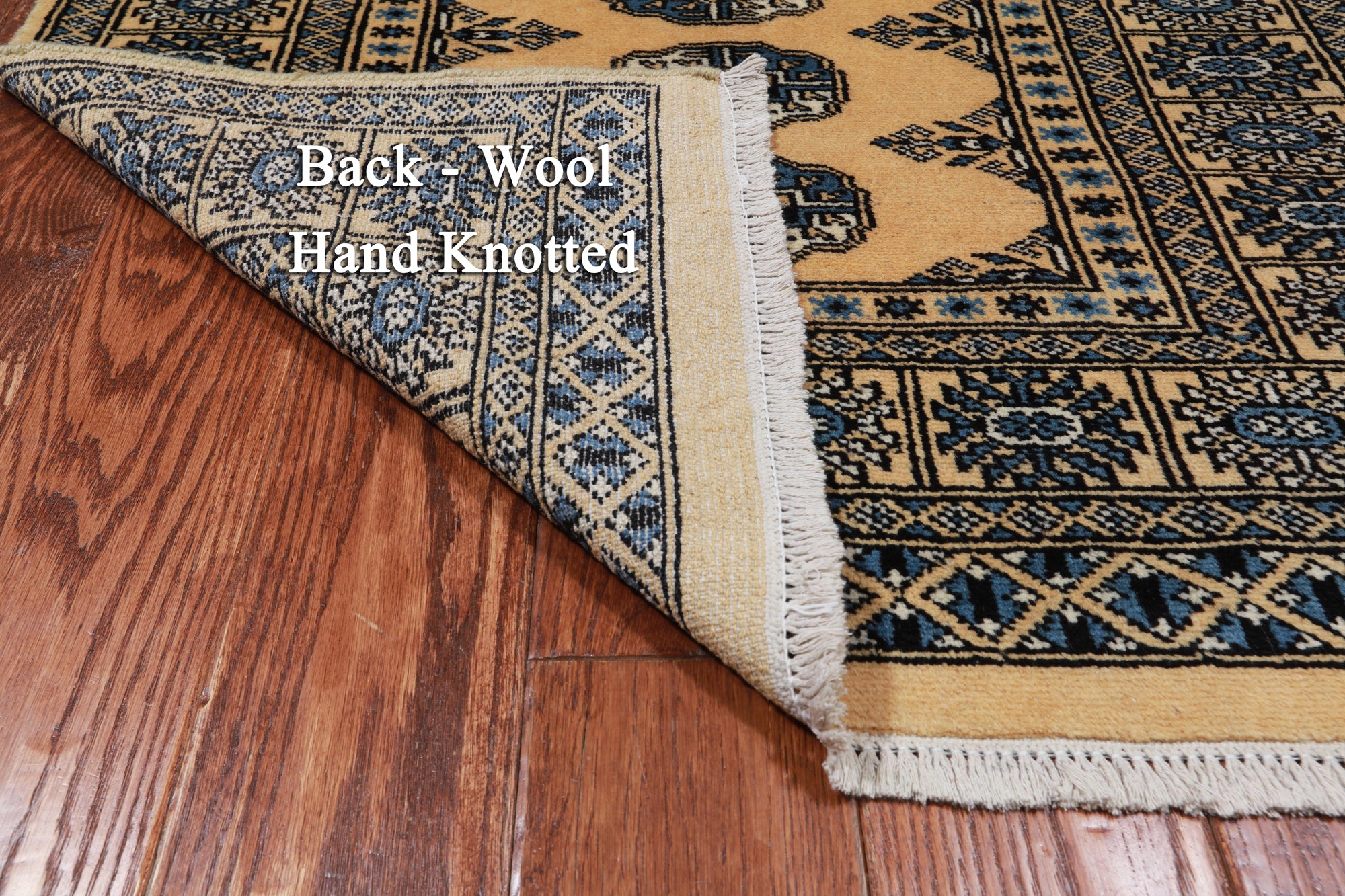 Gold Bokhara Hand Knotted Wool Rug - 2' 11" X 5' 0"