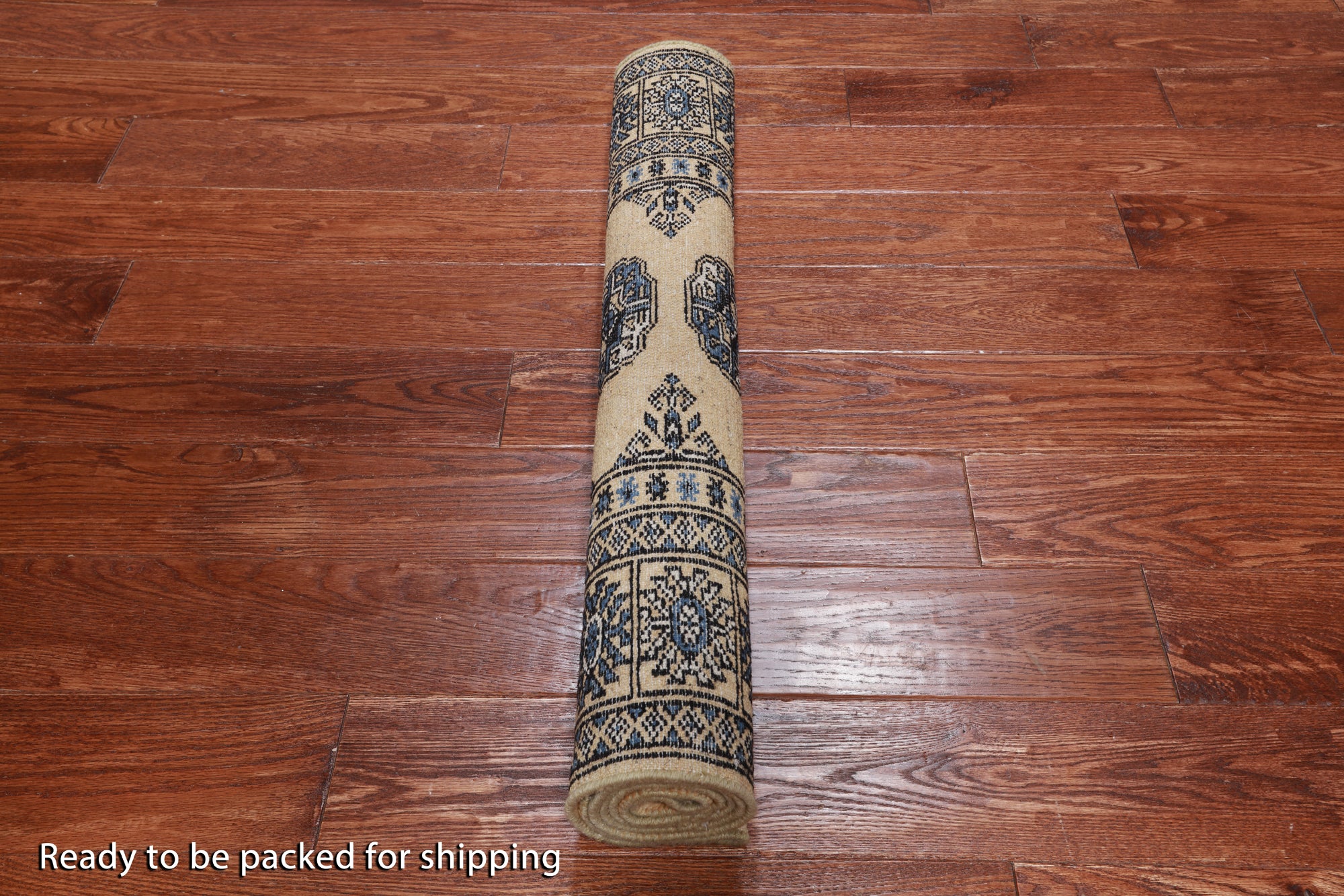 Gold Bokhara Hand Knotted Wool Rug - 2' 11" X 5' 0"