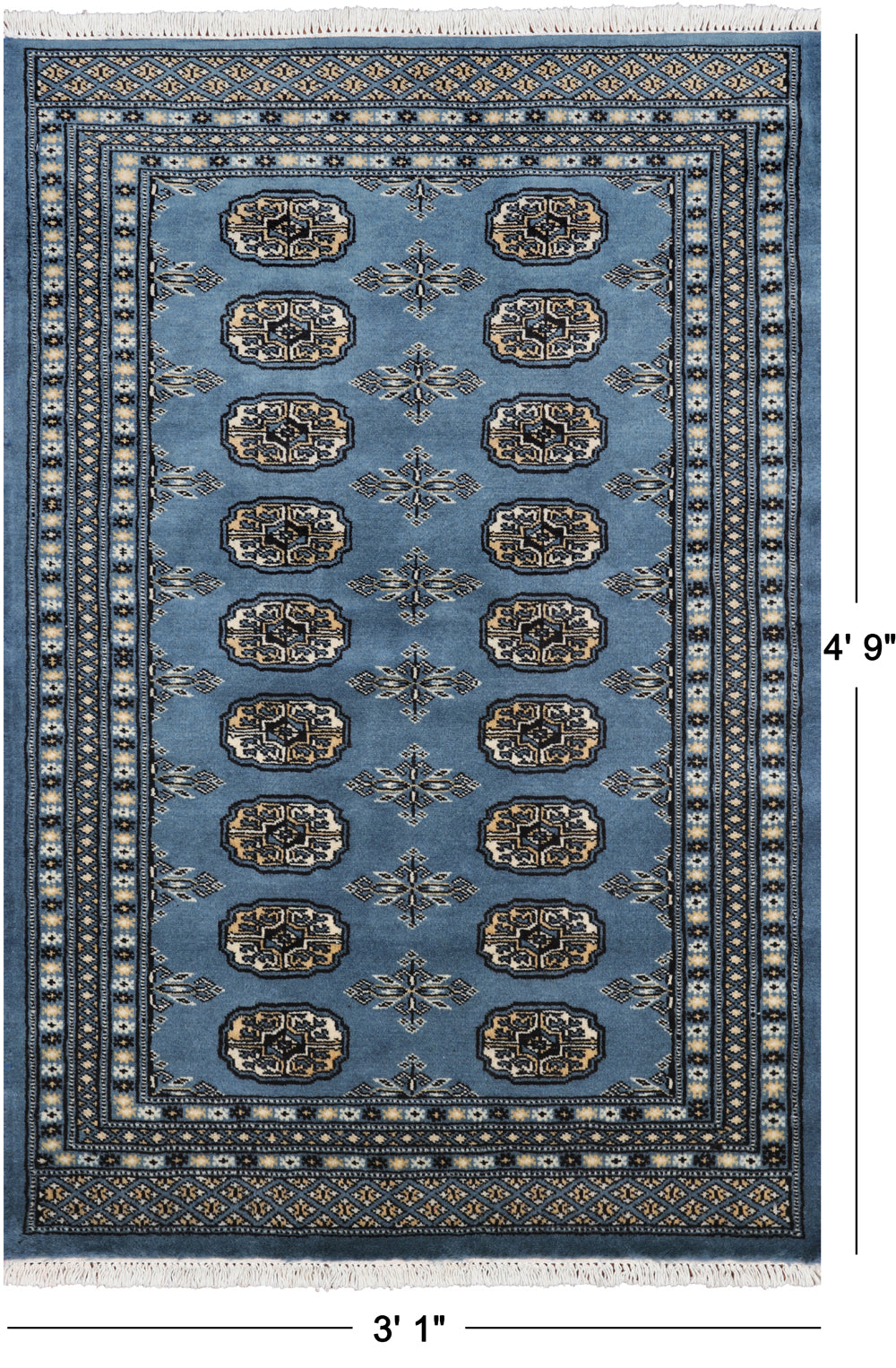 Blue Bokhara Hand-Knotted Wool Rug - 3' 1" X 4' 9"
