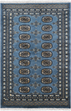Blue Bokhara Hand-Knotted Wool Rug - 3' 1" X 4' 9"