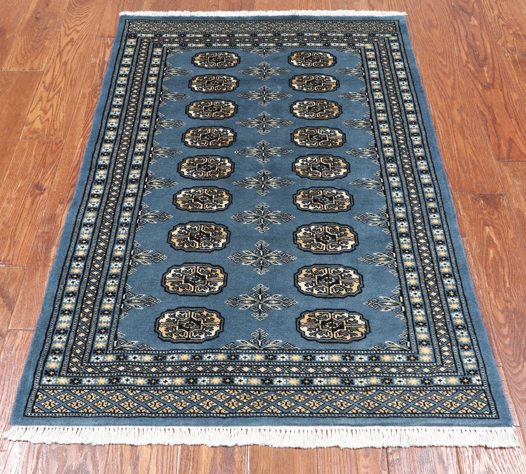 Blue Bokhara Hand-Knotted Wool Rug - 3' 1" X 4' 9"