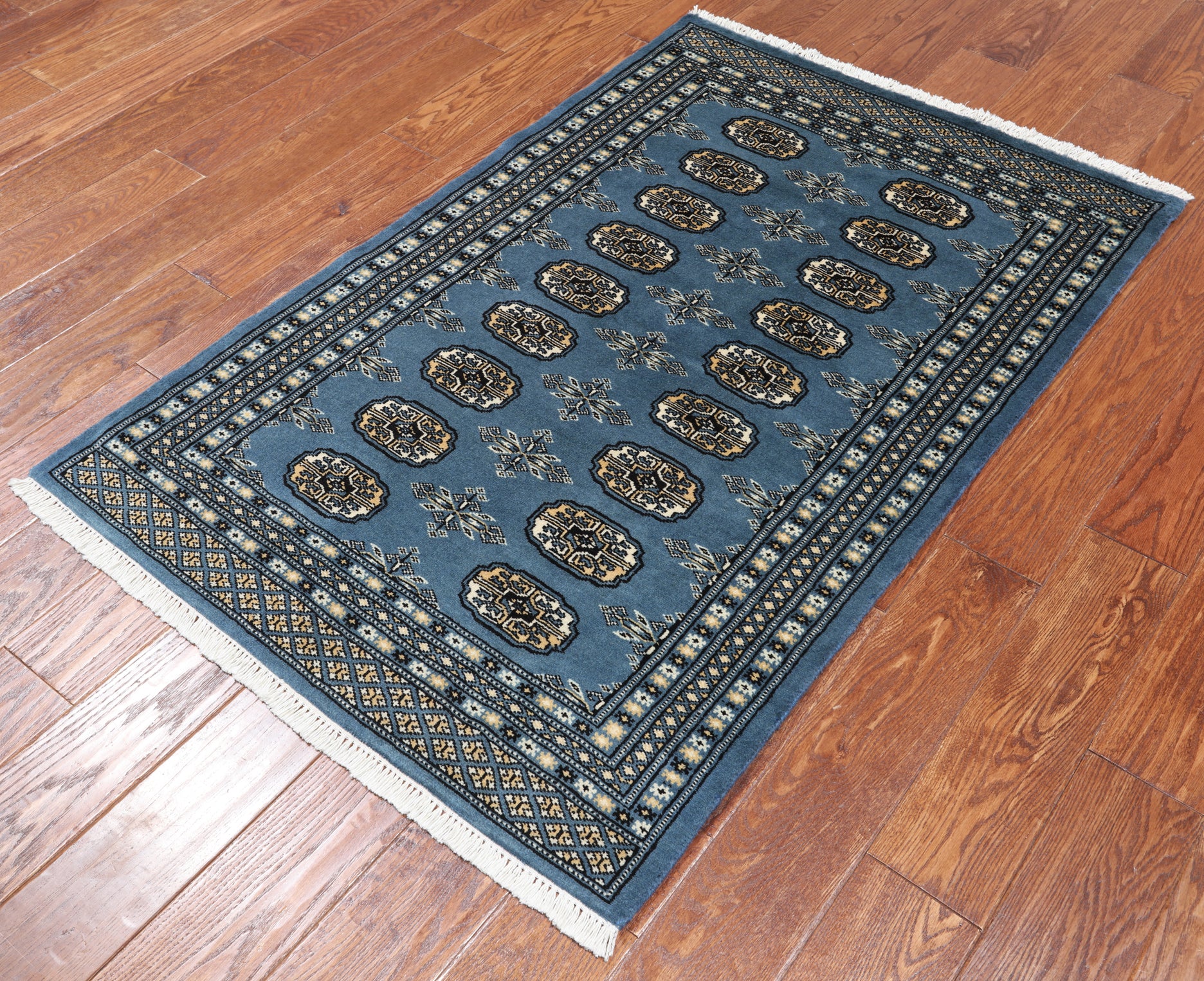 Blue Bokhara Hand-Knotted Wool Rug - 3' 1" X 4' 9"