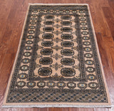 Ivory Bokhara Hand Knotted Wool Rug - 3' 1" X 5' 3"